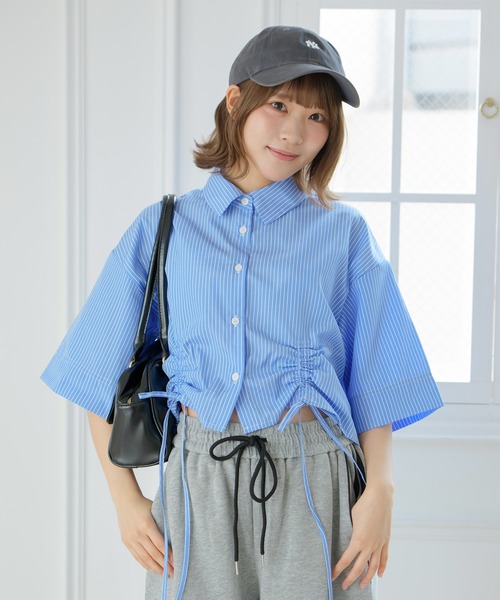 セール】くしゅくしゅストライプシャツ（シャツ/ブラウス）｜krahe