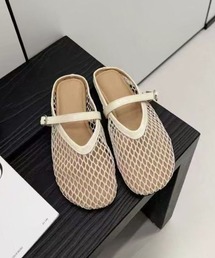 ラウンドトゥ メッシュ サンダル ストラップ