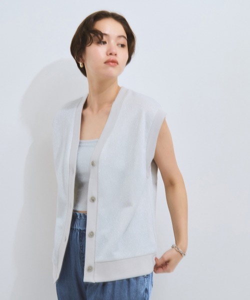 VICKY（ビッキー）の「ラメ裏毛マエアキベスト≪手洗い可能≫（ベスト・レディース・ライトグレー/ベージュ/オフホワイト・M）」の19枚目の写真