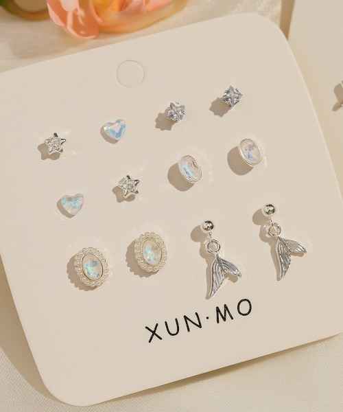 MASHIRO（マシロ）の「【MASHIRO】マルチモチーフピアス 12点セット ビーチ＆リボンモチーフ（MA/EK358)（ピアス（両耳用）・メンズ・ピンク/ブルー/シルバー・FREE）」の3枚目の写真