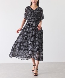 ミニプリーツフロントシフォンワンピース