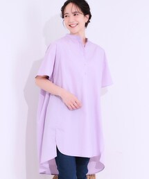 ワンピース ブラウス トップス チュニック パープル 一点物 チュニック シャツワンピース シャツブラウス シャツワンピ