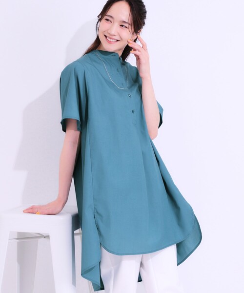 SHOO・LA・RUE（シューラルー）の「【洗える】体型きれい見え チュニックワンピース（チュニック・レディース・ブルーグリーン/ネイビー/ライトパープル/ライトベージュ・00）」の3枚目の写真