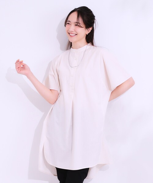 SHOO・LA・RUE（シューラルー）の「【洗える】体型きれい見え チュニックワンピース（チュニック・レディース・ブルーグリーン/ネイビー/ライトパープル/ライトベージュ・00）」の5枚目の写真