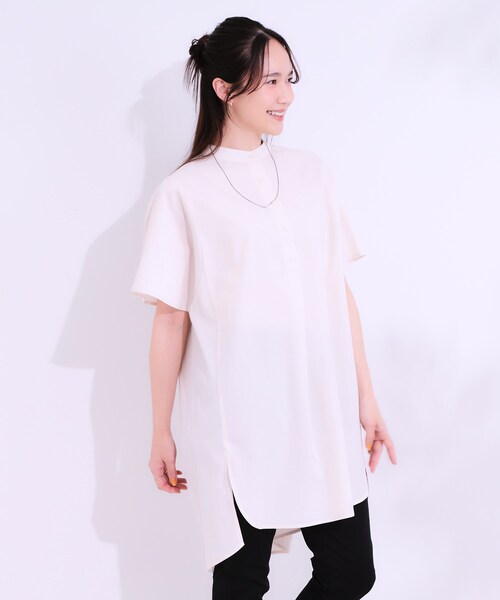 SHOO・LA・RUE（シューラルー）の「【洗える】体型きれい見え チュニックワンピース（チュニック・レディース・ブルーグリーン/ネイビー/ライトパープル/ライトベージュ・00）」の6枚目の写真