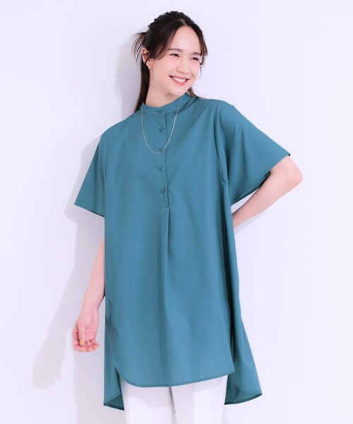 SHOO・LA・RUE（シューラルー）の「【洗える】体型きれい見え チュニックワンピース（チュニック・レディース・ブルーグリーン/ネイビー/ライトパープル/ライトベージュ・00）」の9枚目の写真