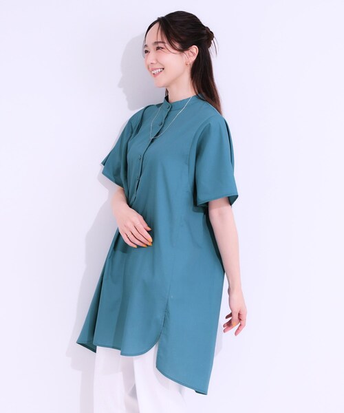 SHOO・LA・RUE（シューラルー）の「【洗える】体型きれい見え チュニックワンピース（チュニック・レディース・ブルーグリーン/ネイビー/ライトパープル/ライトベージュ・00）」の10枚目の写真