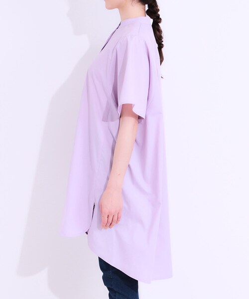 SHOO・LA・RUE（シューラルー）の「【洗える】体型きれい見え チュニックワンピース（チュニック・レディース・ブルーグリーン/ネイビー/ライトパープル/ライトベージュ・00）」の14枚目の写真