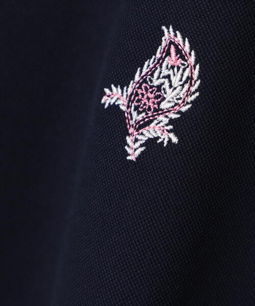 ポロシャツ ポロ 「St ANDREWS」ポリエステル強撚鹿の子リーフ柄刺繍半袖シャツ (WOMENS) レディース St ANDREWS ポロシャツ ポロ 「St ANDREWS」ポリエステル強撚