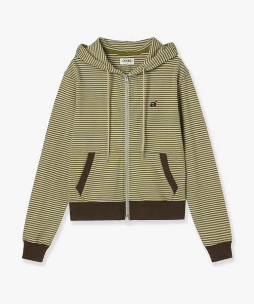 STRIPE SMALL LETTER HOOD ZIP UP（パーカー）｜aeae