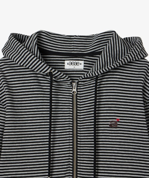 【aeae】★ストライプSMALL LETTERフードジップアップ★ STRIPE SMALL LETTER HOOD ZIP UP(パーカー)|aeae