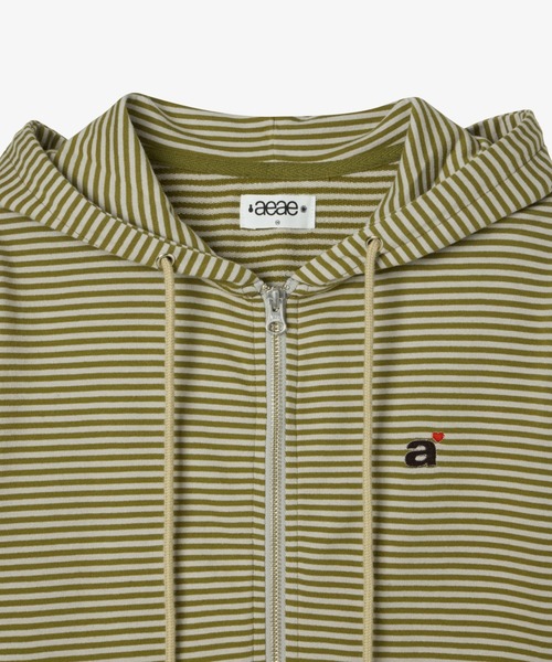 STRIPE SMALL LETTER HOOD ZIP UP（パーカー）｜aeae