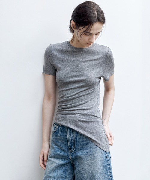 tageechita】ステッチ入り アシンメトリーヘム Tシャツ・サマー