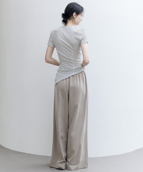 tageechita】ステッチ入り アシンメトリーヘム Tシャツ・サマー