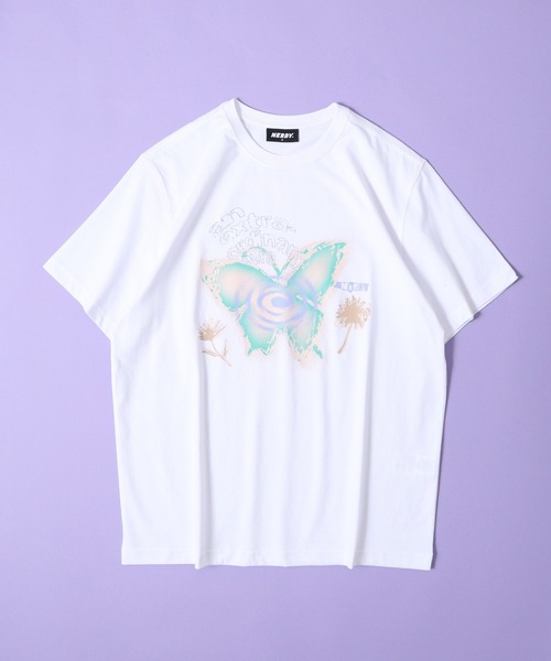 NERDY（ノルディ）の「ドリームライク バタフライ 半袖 Tシャツ（Tシャツ/カットソー・メンズ・ホワイト/イエロー/ブラック・M/S/L）」の11枚目の写真