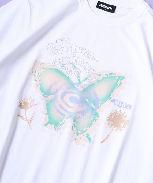 NERDY（ノルディ）の「ドリームライク バタフライ 半袖 Tシャツ（Tシャツ/カットソー・メンズ・ホワイト/イエロー/ブラック・M/S/L）」の12枚目の写真