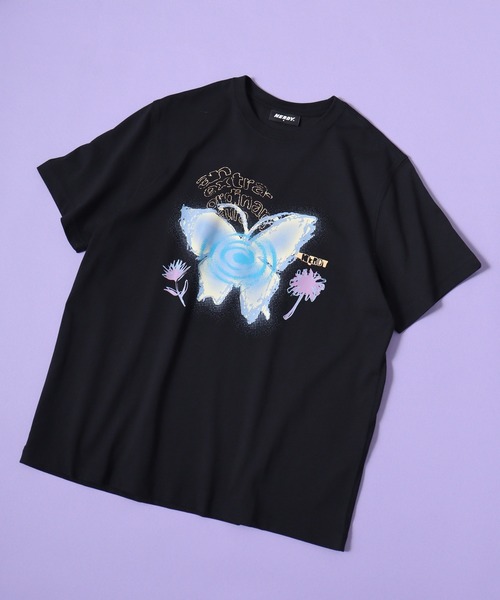 NERDY（ノルディ）の「ドリームライク バタフライ 半袖 Tシャツ（Tシャツ/カットソー・メンズ・ホワイト/イエロー/ブラック・M/S/L）」の8枚目の写真