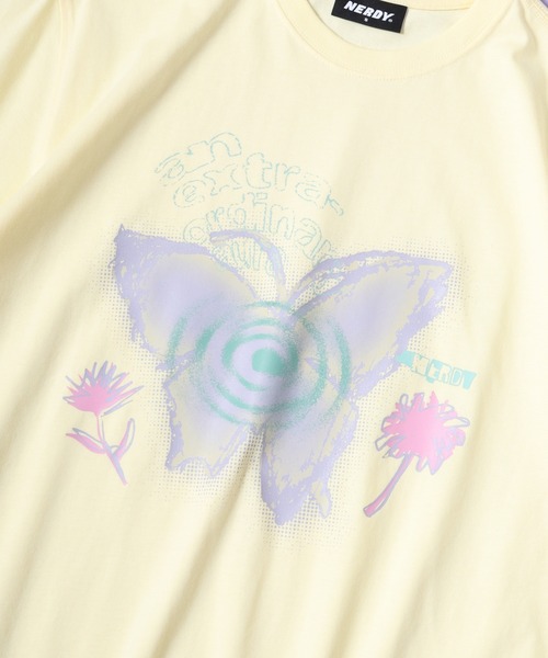 NERDY（ノルディ）の「ドリームライク バタフライ 半袖 Tシャツ（Tシャツ/カットソー・メンズ・ホワイト/イエロー/ブラック・M/S/L）」の16枚目の写真