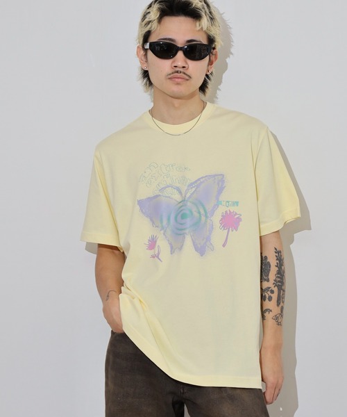 NERDY（ノルディ）の「ドリームライク バタフライ 半袖 Tシャツ（Tシャツ/カットソー・メンズ・ホワイト/イエロー/ブラック・M/S/L）」の20枚目の写真