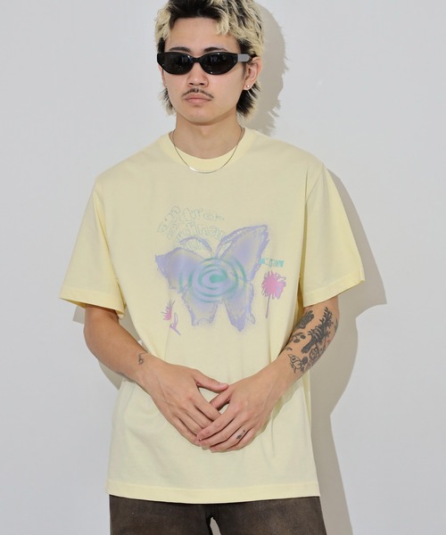 NERDY（ノルディ）の「ドリームライク バタフライ 半袖 Tシャツ（Tシャツ/カットソー・メンズ・ホワイト/イエロー/ブラック・M/S/L）」の21枚目の写真