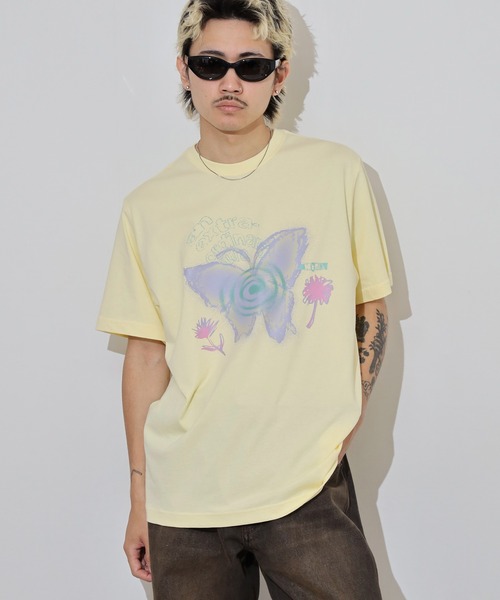 NERDY（ノルディ）の「ドリームライク バタフライ 半袖 Tシャツ（Tシャツ/カットソー・メンズ・ホワイト/イエロー/ブラック・M/S/L）」の22枚目の写真