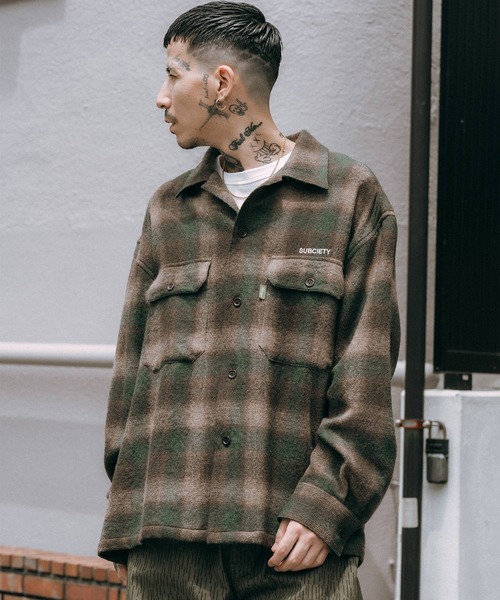 Subciety(サブサエティ)の「Wool ombre check shirt(シャツ/ブラウス・メンズ・マスタード/ブラウン/ブルー・X-LARGE/LARGE/MEDIUM/SMALL)」の2枚目の写真