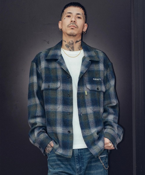 Subciety(サブサエティ)の「Wool ombre check shirt(シャツ/ブラウス・メンズ・マスタード/ブラウン/ブルー・X-LARGE/LARGE/MEDIUM/SMALL)」の3枚目の写真