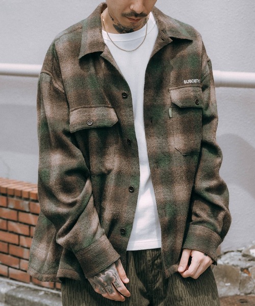Subciety(サブサエティ)の「Wool ombre check shirt(シャツ/ブラウス・メンズ・マスタード/ブラウン/ブルー・X-LARGE/LARGE/MEDIUM/SMALL)」の11枚目の写真