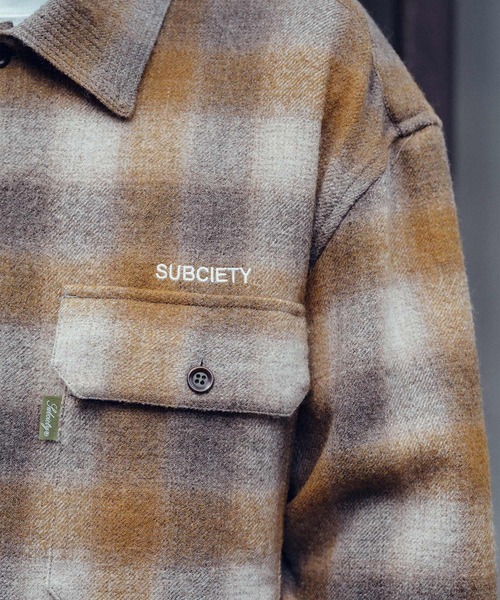 Subciety(サブサエティ)の「Wool ombre check shirt(シャツ/ブラウス・メンズ・マスタード/ブラウン/ブルー・X-LARGE/LARGE/MEDIUM/SMALL)」の4枚目の写真