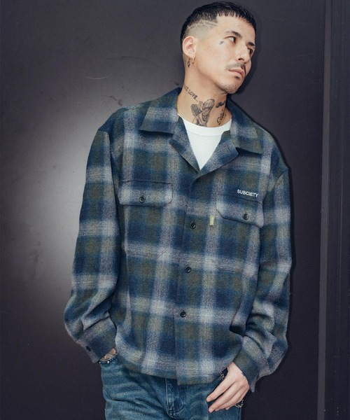 Subciety(サブサエティ)の「Wool ombre check shirt(シャツ/ブラウス・メンズ・マスタード/ブラウン/ブルー・X-LARGE/LARGE/MEDIUM/SMALL)」の6枚目の写真