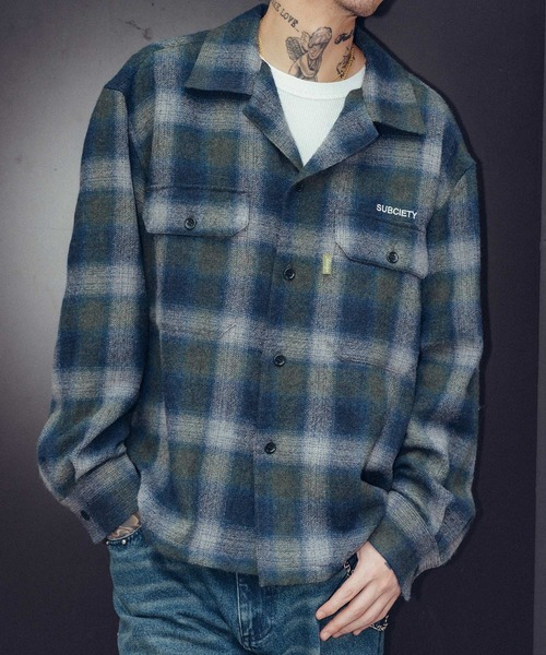 Subciety(サブサエティ)の「Wool ombre check shirt(シャツ/ブラウス・メンズ・マスタード/ブラウン/ブルー・X-LARGE/LARGE/MEDIUM/SMALL)」の22枚目の写真