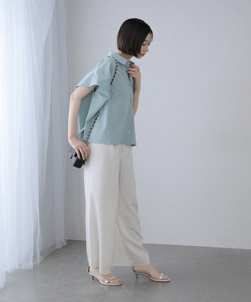 La TOTALITE（ラトータリテ）の「【洗える】ストレッチシャツ（シャツ/ブラウス・レディース・ブラック/ホワイト/ベージュ/サックスブルー・FREE）」の19枚目の写真