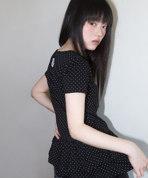 【FANCY CLUB】フリル レイヤード ドット Tシャツ★大人気★ FANCY CLUB/ファンシークラブ Frill Layered Dot Tee レイヤード
