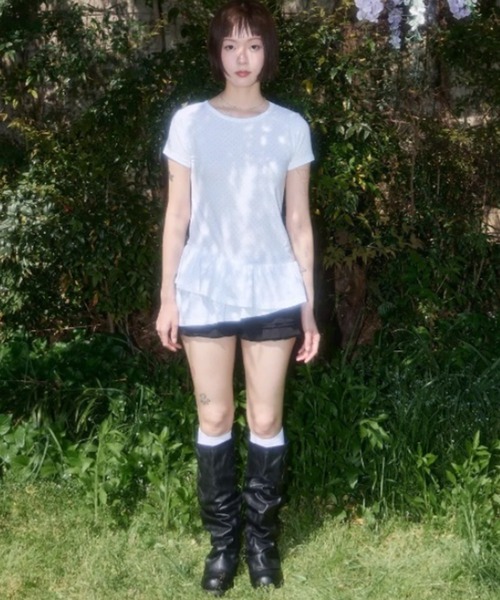 FANCY CLUB(ファンシークラブ)の「FANCY CLUB/ファンシークラブ Frill Layered Dot Tee レイヤード Tシャツ 秋物 秋服 2026年秋冬(Tシャツ/カットソー・レディース・ホワイト/ブラック・ONE SIZE)」の22枚目の写真