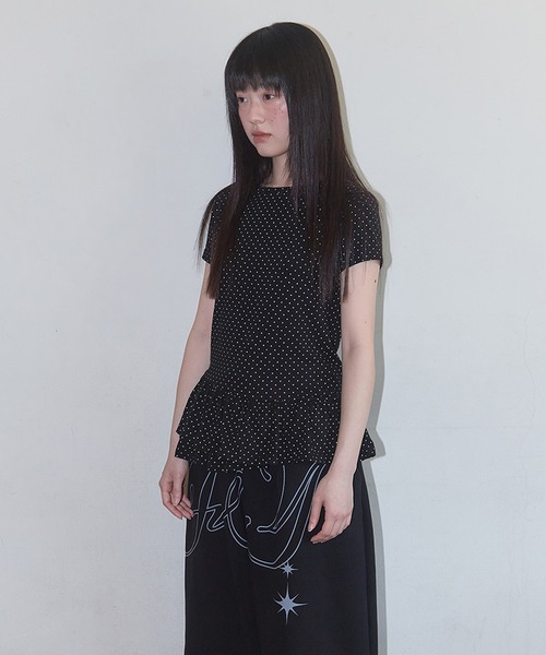 tシャツ FANCY CLUB/ファンシークラブ Frill Layered Dot Tee レイヤード Tシャツ レディース FANCY CLUB/ファンシークラブ Frill Layered Dot Tee レイヤード