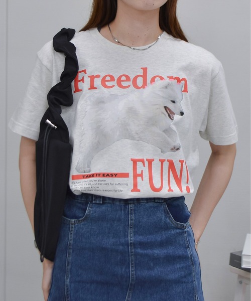 spiritoso（スピリトーゾ）の「【spiritoso】FREEDOM FUN シートプリントTシャツ（Tシャツ/カットソー・レディース・ブラック/オートミール/ホワイト・LARGE）」の3枚目の写真