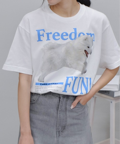 spiritoso（スピリトーゾ）の「【spiritoso】FREEDOM FUN シートプリントTシャツ（Tシャツ/カットソー・レディース・ブラック/オートミール/ホワイト・LARGE）」の2枚目の写真
