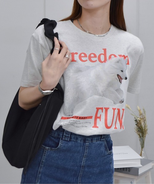spiritoso（スピリトーゾ）の「【spiritoso】FREEDOM FUN シートプリントTシャツ（Tシャツ/カットソー・レディース・ブラック/オートミール/ホワイト・LARGE）」の4枚目の写真