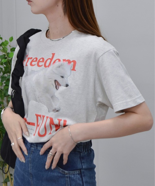 spiritoso（スピリトーゾ）の「【spiritoso】FREEDOM FUN シートプリントTシャツ（Tシャツ/カットソー・レディース・ブラック/オートミール/ホワイト・LARGE）」の5枚目の写真