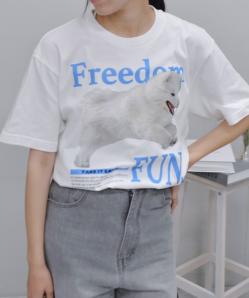 spiritoso（スピリトーゾ）の「【spiritoso】FREEDOM FUN シートプリントTシャツ（Tシャツ/カットソー・レディース・ブラック/オートミール/ホワイト・LARGE）」の7枚目の写真