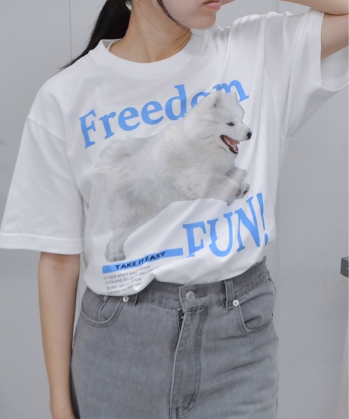 spiritoso（スピリトーゾ）の「【spiritoso】FREEDOM FUN シートプリントTシャツ（Tシャツ/カットソー・レディース・ブラック/オートミール/ホワイト・LARGE）」の8枚目の写真