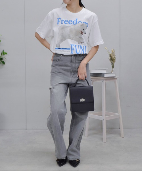 spiritoso（スピリトーゾ）の「【spiritoso】FREEDOM FUN シートプリントTシャツ（Tシャツ/カットソー・レディース・ブラック/オートミール/ホワイト・LARGE）」の9枚目の写真