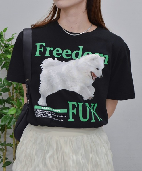 spiritoso（スピリトーゾ）の「【spiritoso】FREEDOM FUN シートプリントTシャツ（Tシャツ/カットソー・レディース・ブラック/オートミール/ホワイト・LARGE）」の10枚目の写真