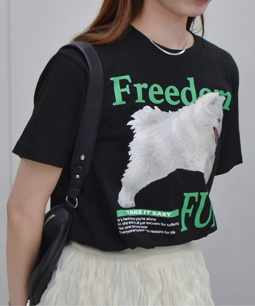 spiritoso（スピリトーゾ）の「【spiritoso】FREEDOM FUN シートプリントTシャツ（Tシャツ/カットソー・レディース・ブラック/オートミール/ホワイト・LARGE）」の11枚目の写真