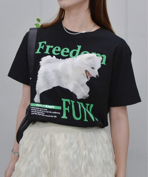 spiritoso（スピリトーゾ）の「【spiritoso】FREEDOM FUN シートプリントTシャツ（Tシャツ/カットソー・レディース・ブラック/オートミール/ホワイト・LARGE）」の12枚目の写真