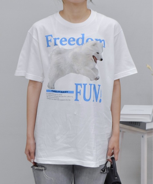 spiritoso（スピリトーゾ）の「【spiritoso】FREEDOM FUN シートプリントTシャツ（Tシャツ/カットソー・レディース・ブラック/オートミール/ホワイト・LARGE）」の14枚目の写真