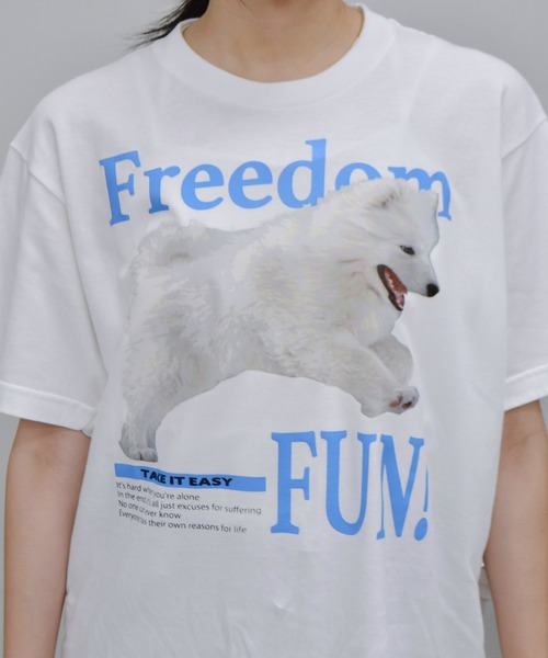 spiritoso（スピリトーゾ）の「【spiritoso】FREEDOM FUN シートプリントTシャツ（Tシャツ/カットソー・レディース・ブラック/オートミール/ホワイト・LARGE）」の17枚目の写真