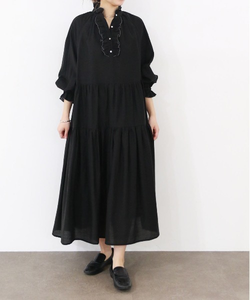 美品　マリリンムーン　ワンピース　黒　マキシ丈　ティアード 2Way 25SS Marilyn Moon（マリリンムーン）の「sheer jabot lace dress