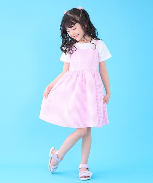 メゾピアノ マーメイド柄半袖ワンピース 120 美品 セール】星柄・ギンガム キャミワンピース＆Tシャツセット