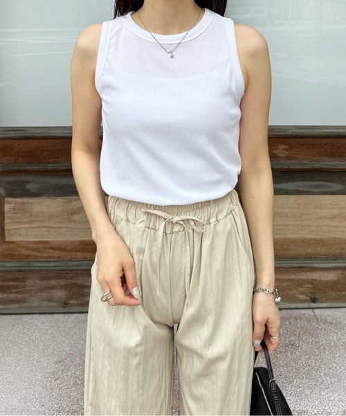 LE MORE（リモア）の「シンプルリブタンク（タンクトップ・レディース・グレー/アイボリー/ブラック/レッド/ブラウン・FREE）」の2枚目の写真